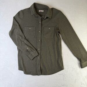 Faherty Legend Knit Button Up Shirt Olive XS Stretch Casual Pocket Top